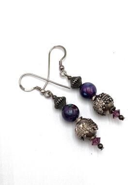925 Hooks Earrings Dangles Drops Glass Beads Artisan